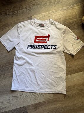 A4 White Performance Graphic Tee with Red & Navy Logo